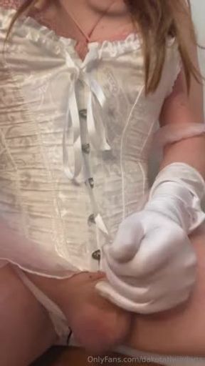 Sissy crossdresser femboy BDSM slut fucks herself