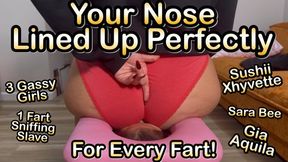 Line Your Nose Up with Our Farting Buttholes! - Gia Aquila - Sara Bee - Sushii Xhyvette