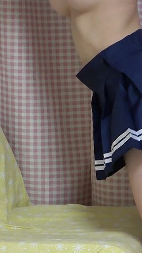 Natural Tits Spill Out of Student Uniform, Thighs and Legs in Miniskirt, Wedgie Thong, Feet in Socks, View Under the Desk