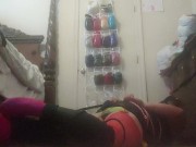 self bondage hogtie in lingerie