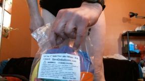 Kinky dad jerking off into balloon fetish