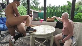 chubby teen anal fucked in front of old man