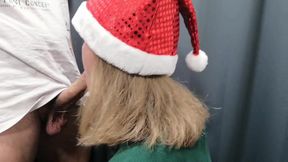I Fuck Santa's Helper in a Changing Room - Blonde Blowjob Teen