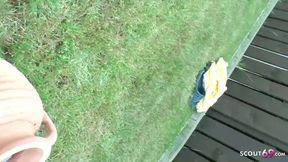 Outdoor bukkake party with sexy teens Adreena Winters and Mira cuckold