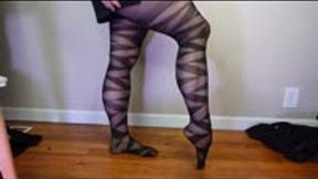 Muscular Calves Flex in Tights with Geo Print Semi Sheer MP4 640 Silent clip