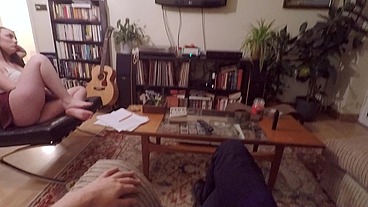 Cheating girlfriend tries not to wake boyfriend while fucking his friend