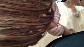Office secretary sucks boss's cock