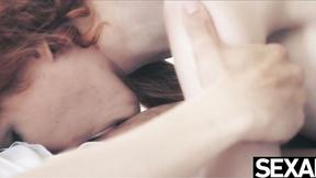 ”Hot sexy redhead rides her man's shaft to intense multiple orgasms”