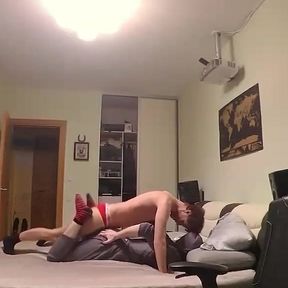 Our Third Porn Video. Fucking Pretty Hard My BF, He Is in Furry Rabbit Costume, I'm in Sexy Aussiebum Underwear