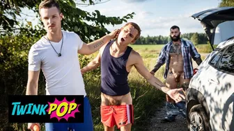 Benjamin Blue Lifts BF Theo Brady on Car Hood for Markus Kage to Pound His Ass