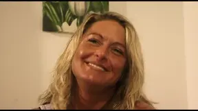 Blonde Mature Slut Fingers Bushy Pussy Then Pounds It with Fat Green Dildo
