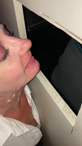 MILF hotwife enjoys cum in her mouth at glory hole