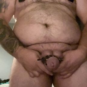 Balls above cock bondage with various nipple clamps