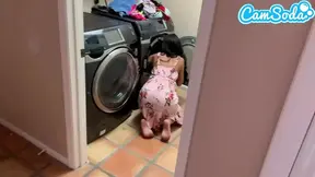 Fucked my step-sister while she's doing laundry and on the phone with her mom