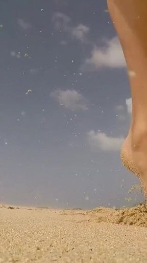 Uncut Nudist Man Running with Boner on State Beach