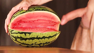 Muscled Boy Pounds and Jizzes on Watermelon