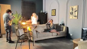 Behind the Scenes Lesbians Fuck Separately with the Visitor