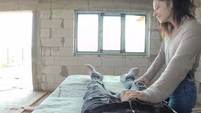 Dirty workers get their rocks off on site &mdash;  cum dripping down her ass&#x1F351;