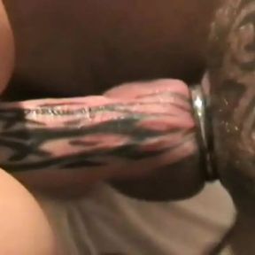 Pierced n inked German gay fucking bottom after rimjob