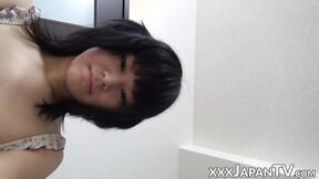 Asian teen films herself farting in lingerie solo