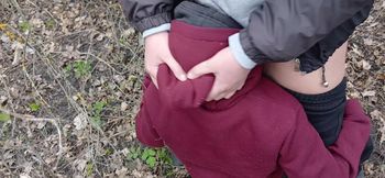 I pee and fuck my lover in the mouth in the forest so that my wife doesn't catch us