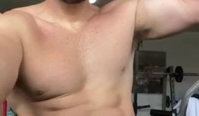 Hot Stud JMac Jerking Off His Uncut Meat at the Gym