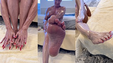 Are you into feet, oiled up body or both? Cum watch me oil up my feet and other fun parts of my body!!