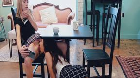 ”Lesbo Girls masturbating in public while filming themselves”