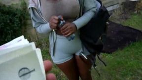 Raw ebony thighs get pounded on wet streets in this sickening Euro XXX extravaganza