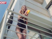 Girls have sex by the pool