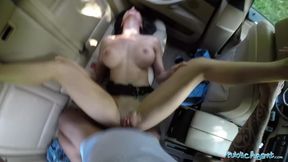 Public Sex Sexy Tourist Gets Multiple Orgasms in Car