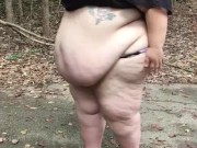 Ssbbw bbw flashes big butt and belly in park publicly