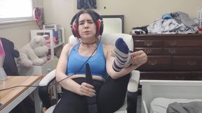 Cumming to Music Wearing Headphones