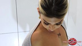 girlfriend films the very hot girlfriend getting cum in the bathroom! - melody antunes -