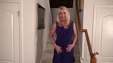 Rae Hart in purple dress