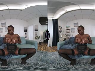 VR Porn - Afro Black Cutie Zaawaadi Solo Fingering Her Ebony Vagina In Hawt Underware