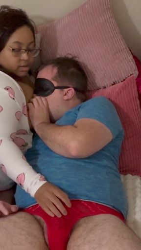 Mommy Domme gives Nursing Handjob with Teasing to Desperate Boy   Clip 2