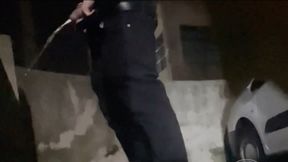 Amateur boy caught taking a piss in the street