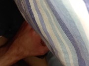 Soft cock and then oops the cum goes everywhere from my cut monster cock