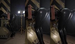 Latex Trans Ass Destroyed by Dirty Larry Fuck Machine Gushes Cum