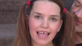 Fresh-faced teen with missing grill rides ginormous shaft