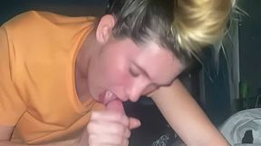 Pregnant Teen with Big Tits Gives a Blowjob