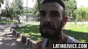 Bearded Latino moans as he gets raw fucked POV style