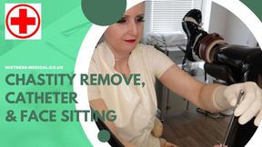 Chastity removal, catheter and light face sitting in the MedFet clinic! (18 mins)
