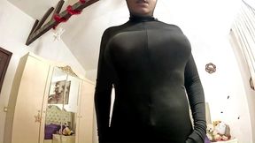 pantyhose encasement. faceless nylon suit tease, finger sucking and intense orgasm prev