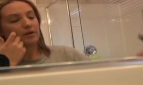 Face make up in the bathroom