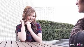 Skinny Japanese teen gets deep creampied on first date