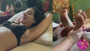 TOP AND TAIL: THE GORGEOUS JEZEBEL LEE AND THE STUNNING ELEKTRA ARE TIED AND TICKLED BY RED IN THIS DOUBLE TICKLE SESSION WITH UPPER BODY AND FEET CAMERA VIEWS....AT THE SAME TIME!