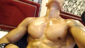 hot muscleshow accompanied by oil and hard cock, don\'t miss this impactant show ;)