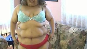 BBW Latina MILF with saggy tits and huge belly poses for the camera